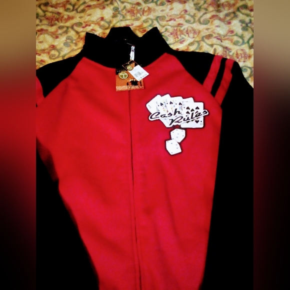 Tank Jeans Full Zip Graphic Fleece Track Jacket Coat Men's 4XL Red NWT - Picture 2 of 13